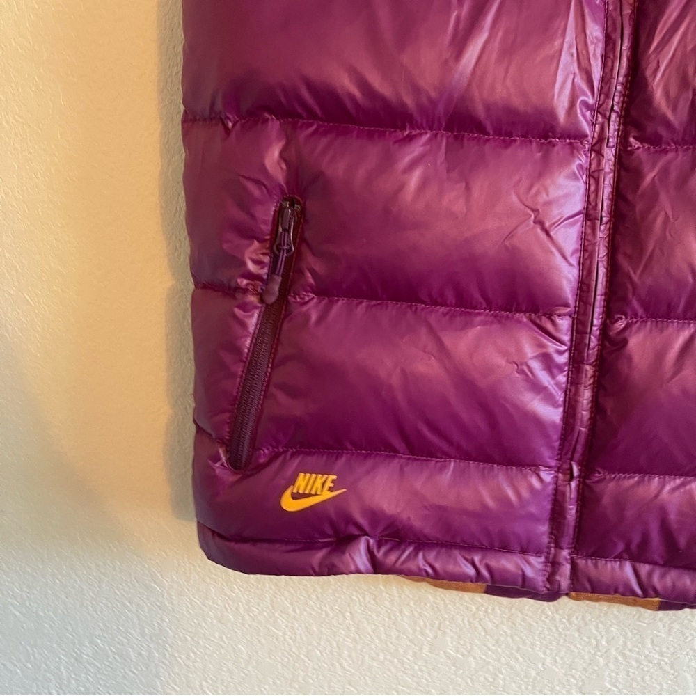 Nike Reversible Purple Yellow Plaid Down Filled Vest Women’s Size Medium - Picture 7 of 10
